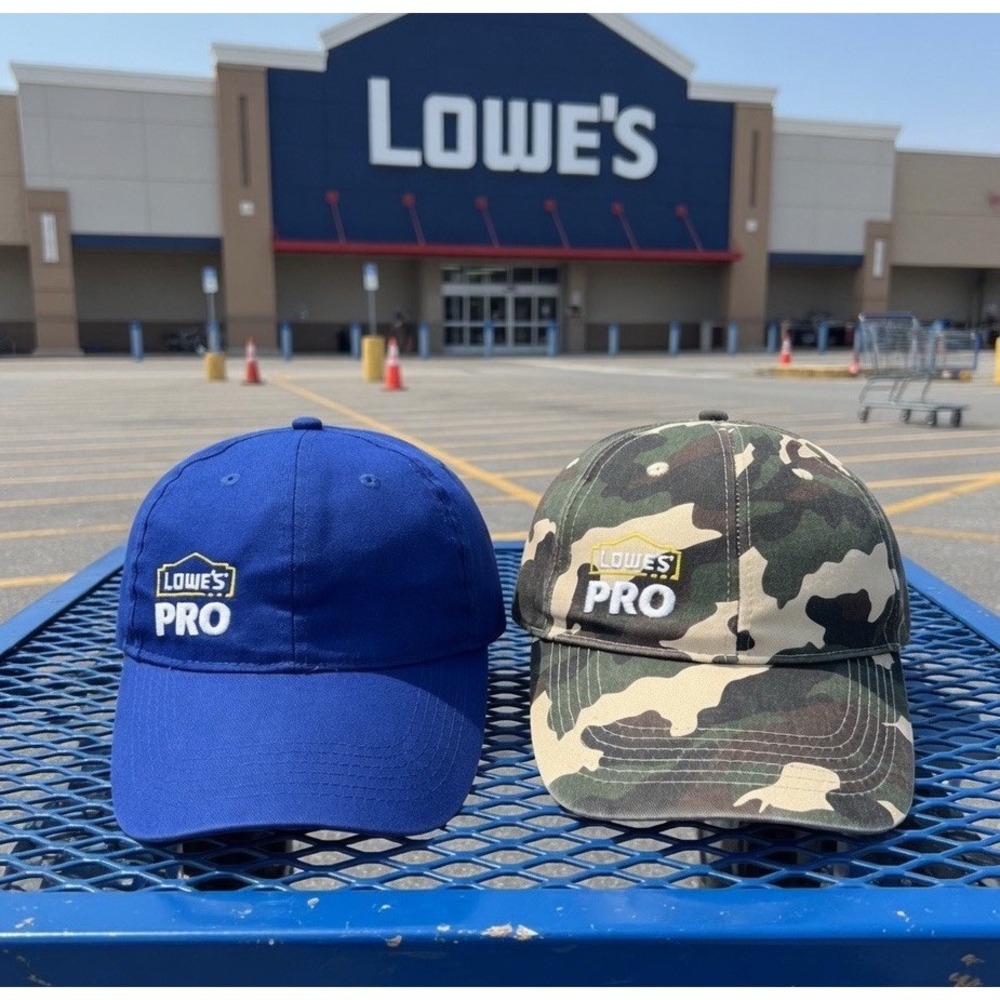 Lowe's PRO Hat Lot 2 Snapback Caps Blue Camo Embroidered‎ Adjustable